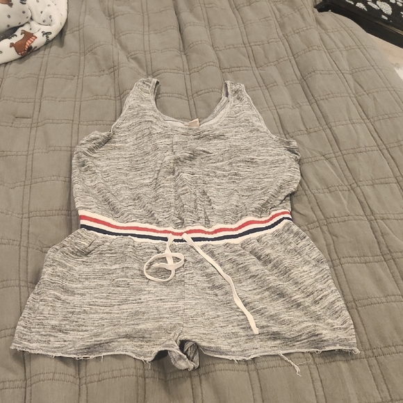 Mossimo Supply Co. Pants - Mossimo Supply Co. Heather Gray Romper with Tricolor Waistband